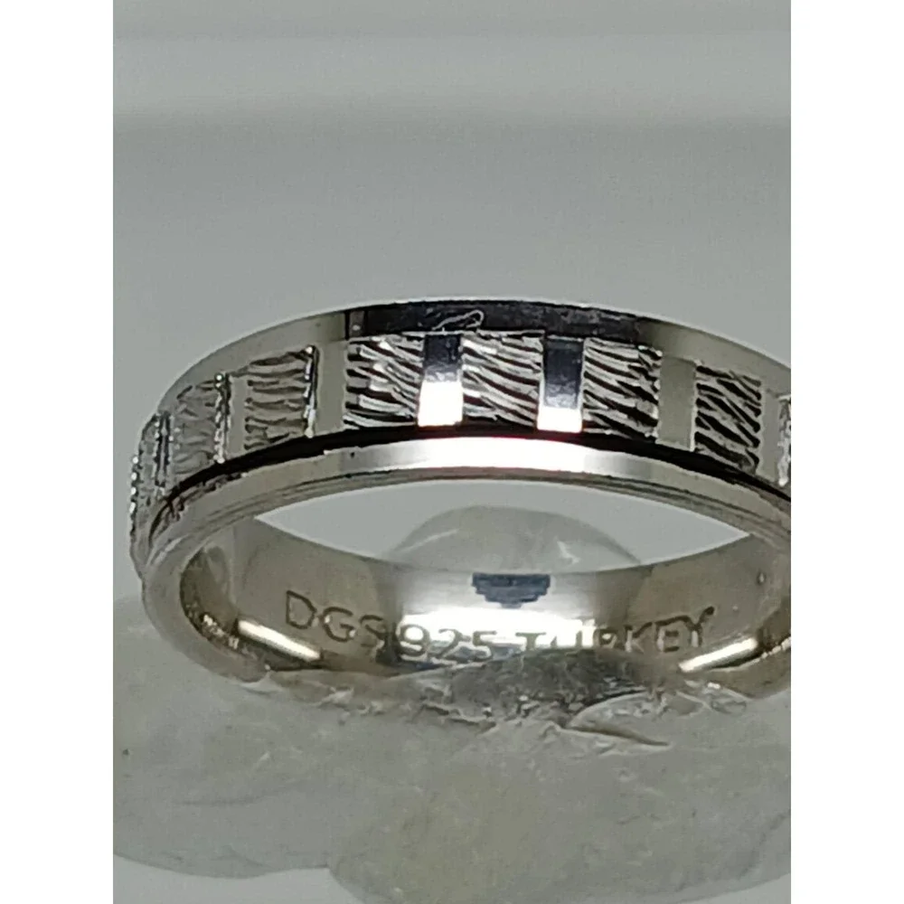925 Vintage DGS‎ Sterling Silver Wedding Band Worry Stack Spinner Ring Size 6